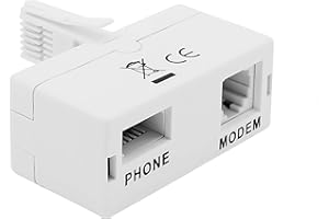 Dynamode ADSL Micro filter and Splitter Adapter For Broadband, Tiscali, Sky, Talktalk, Orange, O2 Modem, Router, DECT, PABX, Phone Systems, Home and Office, Plug n' Play