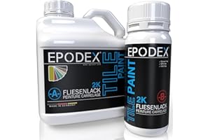 EPODEX® 2K TILE PAINT | Fliesenlack | Fliesenfarbe Boden Wand Badezimmer Küche| 45 Farben Weiß Bunt| Geruchsneutral Lösemittelfrei Abriebfest | Mengenrabatt 1,8-60Kg