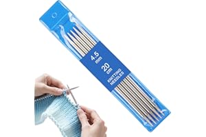 Reessy 4.5 mm Knitting Needles, 20 cm Double Pointed Knitting Needle Set, Stainless Steel Short Double Ended Knitting Needles Set, Metal DPN Sock Needle for Beginners Adults