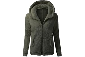 HAOLEI Giacca in Pile Donna Fine Fleece Warm con Zip Offerte Cappotto Sherpa Teddy Giacca Sci Felpa con Cappuccio in Peluche Fronte-Retro con Cerniera in più Colori Cappotto Calda Ampia Confortevole