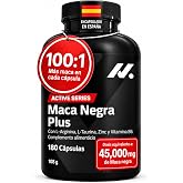 Black Maca Man High Dose 45,000 mg 100:1 with Zinc and B6-180 Capsules | Male Vitality, Peruvian Black Maca in Dry Extract wi