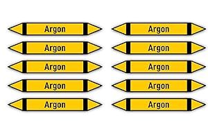 HAVATI Stickers: 100 x 15 mm, Pack of 10 - Group 5 - Non-flammable Gases - Pipeline Marking - According to DIN 2403 - Language: German - Argon