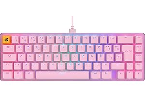 GLORIOUS PC GAMING RACE Glorious Gaming GMMK 2 Compact 65% - Teclado Gaming mecánico, Compacto TKL 65%, Carcasa de Aluminio, Personalizable, keycaps Dobles, switches Fox, RGB, distribuciones QWERTY español - Rosa