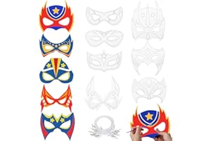 COSYSPARKS Masque a Colorier pour Enfant fête d'enfants, 12 pièces masques colorés de super-héros DIY Créez votre propre masque Masques a Peindre Bricolage cosplay pour enfants dress up birthday party Supplies