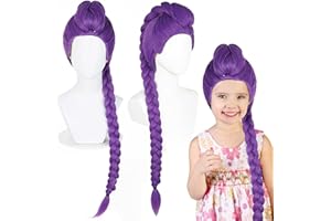 GXHONG Lila Anime Cosplay Perücke Lang Geflochten, Lange Lila Glatte Perücke mit Zöpfen, Hunter Kostüm Zopfperücke, Halloween Festival Party Verkleidung, Langes Glattes Haar Accessoire für Frauen