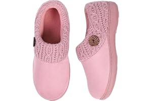 EverFoams Women's Microsuede Slippers Warm Comfy Memory Foam Indoor House Shoes with Knit Collar