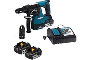 Makita DHR243RTJB młotek akumulatorowy do SDS-PLUS 18 V w kolorze czarnym / 5,0 Ah, 2 akumulatory + ładowarka w MAKPAC