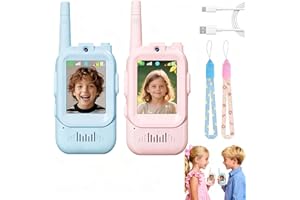 UOAESR 2PCS Video Walkie Talkies for Kids, Rechargeable Walkie Talkies with Camera & Voice Changer, Educational Toys for Children, Ideal for Indoor Outdoor Play, Birthday Gifts for Boys & Girls