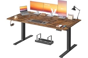 VASAGLE Höj- och Sänkbart Skrivbord, med Minnesfunktion | Datorbord, 180 x 80 x 72-120 cm, 80 kg Kapacitet, USB-C, Kabelhante