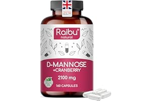 D Mannose 2100 mg Complex - High Strength D- Mannose with Cranberry & Vitamin C for Urinary Tract & Bladder Health - 160 Capsules, Raibu
