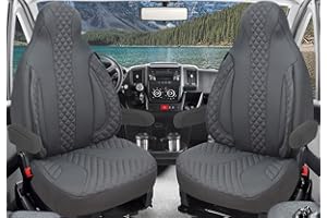 BREMER SITZBEZÜGE Fundas de asiento para conductor y copiloto, compatibles con autocaravanas Pössl Weinsberg Knaus Adria Dethleffs Fendt Carthago Bürstner Eura Mobil Pilote Laika Kabe Chausson Hobby PL409 (color gris)