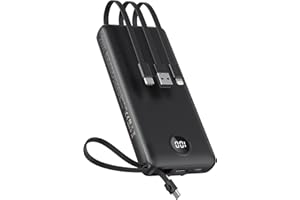 VEEKTOMX Powerbank 20000mAh Power Bank mit integrierten Kabeln USB C Externe Handyakkus mit 5 Ausgängen & 2 Eingängen Reise Gadgets Akkupack Kompatibel mit iPhone, Samsung, Huawei, Xiaomi, iPad
