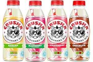 PARKERS Crusha Milkshake Bundle - Raspberry, Banana, Chocolate & Strawberry - (4 x 1ltr)