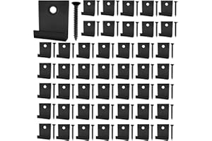 YUNLEX 50Pcs Composite Decking Clips, Hidden Starter Fastener Board Clip with Self-Tapping Screw Stainless Steel DIY Hardware (Black)