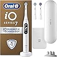 Oral-B iO7 Electric Toothbrushes For Adults, App Connected Handle, 3 Toothbrush Heads, Travel Case & Toothbrush Head Holder, 5 Modes with Teeth Whitening, White