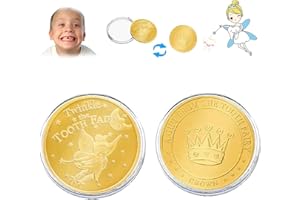 HEWJYDE 2pcs Zahnfee Münzen Geschenke für Jungen und Mädchen Goldene Zahnfee Münze Set Zahnverlust Feier Zahnfee Tradition Mädchen, Gold, Kinder, Zahnfee-Münze, Geschenk, Schnullerfee