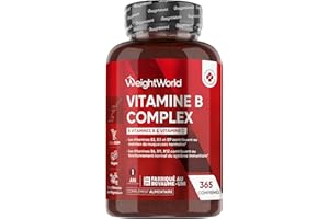 WEIGHTWORLD Vitamine B Complex - 365 Micro-Comprimés Vegan - Multivitamines avec Vitamine C & B1, B5, B6, B9 (acide folique) et B12, B2, B3, B7 Biotine - Vit B Complex, sans OGM, sans Stéarate de Magnésium
