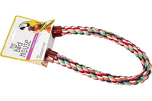 HAPPYPET Happy Pet Perchoir en Corde de Coton pour Oiseaux Jouet Solide d'escalade Durable et interactif à Suspendre Accessoire de Cage pour perroquets calopsittes 76,2 cm