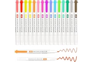 Funnasting Evidenziatori, 15 Colori Evidenziatori Pastello Set, Evidenziator a Oppia Punta, Pennarelli per Colorare, Sottolineare, Ufficio Studente