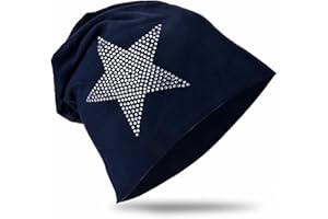 Miobo Berretto Slouchy per Bambini, Cotone, Stella con Strass