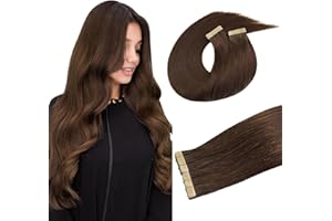 DOORES Extension Capelli Veri Biadesivo, Marrone Cioccolato 50cm 20 pollice 100g 40pcs, Invisibilità Tape in Hair Extensions Capelli Lisci Real Human Hair