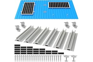 CIMSFCOR Solarmodul Halterung Set, Solarpanel Befestigungssystem, 300MM Alu Schienen mit 35MM Einstellbar Endklemme für 2 Solarmodul, für Flachdach Blechdach Trapezblech