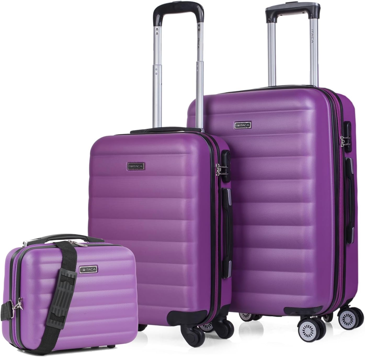 ITACA - Maletas de Viaje Juego Maletas 4 Ruedas - Juego de Maletas de Viaje - Juego Maletas de Viaje Ligeras. Candado de combinacion, Morado