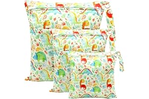 FenFang Wetbag, Borsa per Pannolini Lavabili Riutilizzabile, Neonato Sacchetto del Pannolino Organizzatore Trucchi Lavabile con Doppia Cerniera Impermeabile Bambino Bag per Viaggi Gym Vestiti, 3 PCS