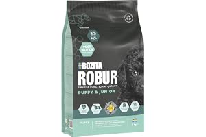 Bozita ROBUR Puppy & Junior kyckling 3 kg – valpfoder torrfoder med hög acceptans, postbiotika utan vete för små till medelst