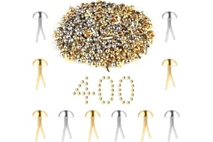 YONGQING 400 sztuk spinaczy do torebek ze wzorem, 8 mm, okrągłe spinacze do papieru, metalowe klamerki do wzorów, klipsy do tworzenia kart, scrapbookingu, rzemiosła artystycznego, DIY (złote, srebrne)