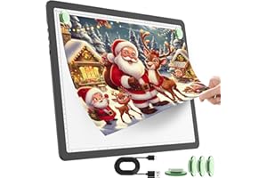 TOHETO Rechargeable A3 Light Pad for Diamond Painting, Ultra Bright Tracing Light Box for Drawing, Wireless Lightbox for Tracing and Drawing, Cordless Diamond Art Light Board for Sketching (Black)