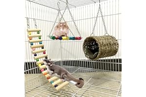 LUROWO 3 Pieces Bird Cage Toys Hamster Toys Pet Climbing Ladder Hanging Cage Toys Pet Swing Hammock for Hamster Guinea Pigs Squirrels Parrots Small Animals