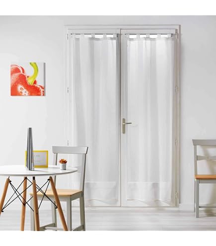 Paire De Voilages Pompinou Blancs 70x200 Cm - Imprimé Passe-tringle - Polyester - Neufs Sous Blister