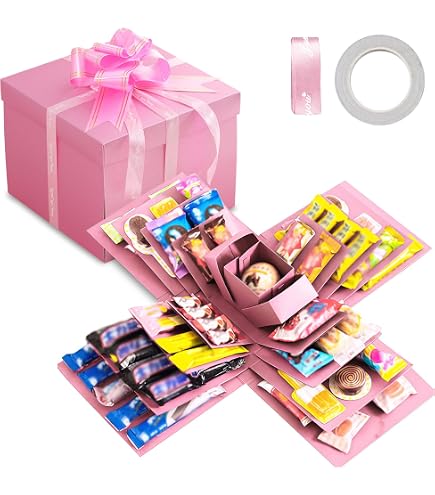 DIY Überraschungs-Explosionsbox – 5-lagig, 19,5x19,5x18,5 Cm, Rot/schwarz, Zum Selbergestalten Für Geburtstag & Hochzeit