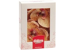 dekora – Fiori commestibili per torte – 10 orchidee in cialda arancioni 8.5 x 7.5 cm – Senza zucchero, glutine e lattosio – Decorazioni commestibili per Cupcake, Matrimonio, Compleanno, Battesimo