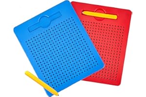 kelav 2 Piezas Pizarra Magnética Infantil con Bolitas y Lápiz Imanado,Tablero de Dibujo Educativo para Viajes,Juguete Didáctico para Niños,Ideal para Aprender Letras, Números y Patrones