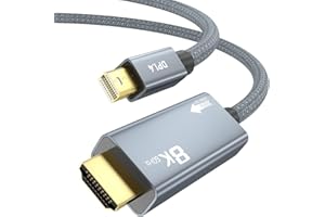 OHBUYAGN Cable Mini DisplayPort a HDMI 8K, Mini DP a HDMI 2.1 8K@60Hz, 4K@120Hz, 2K@240Hz, HDR, FreeSync, VRR para Thunderbolt 2, iMac