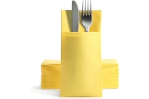 Alvotex Chic Airlaid - 50 servilletas Desechables para Cubiertos (39 x 40 cm), Color Amarillo