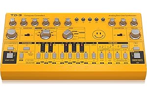 Behringer TD-3-AM Analoger Bass-Line-Synthesizer mit VCO, VCF, 16-stufigem Sequenzer, Verzerrungseffekten und 16-stimmiger Polykette