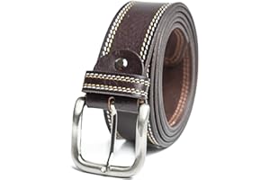 HD DHISPANIA Cinturón hombre cuero marrón y negro para hombre con hebilla cepillada para vestir y trabajar es un cinturon de 100% piel