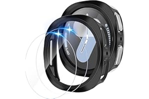LINTEKER 2+2 Stück Hülle mit Schutzfolie für Samsung Galaxy Watch 8 40mm Schutzhülle, Gesamt Schutzhülle, Hart PC Bumper + HD Anti-Beschlag gehärtetes Glas Displayschutz, Wasserdichtes Schutzfolie, Schwarz