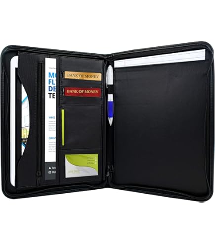 Cartellina Portadocumenti Idena A4 - Con Chiusura Lampo E Blocco Note, Nero