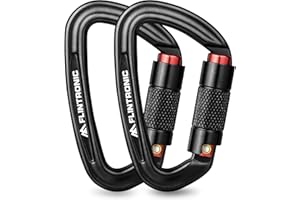 ‎FLINTRONIC flintronic Karabiner mit Schraubverschluss, 12/25/30KN Karabinerhaken Schraubverschluss, Karabiner mit 1200kg/ 2500kg/3000kg Belastbarkeit Schwerlast, Karabiner für Hängematten, Camping, Wandern