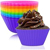 12 Pieces Silicone Muffin Molds, Silicone Pastry Molds, Muffin Molds with Non-Stick Coating, Muffin Molds for Cakes, Cream an