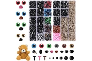 GIDWRIY 915 pz Occhi e Naso Di Sicurezza per Amigurumi,Safety Eyes,Occhi Pupazzi,Occhi Bambole Artigianali,Occhietti per Pupazzi Uncinetto,Occhi Colorati Amigurumi con Rondelle,Occhi Peluche Crochet