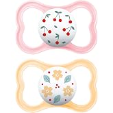 MAM Air Pacifier for Babies + 6 Months, Bright Pink, 2 Units | With Ventilated Shield and Symmetrical, Flat and Flexible Skin