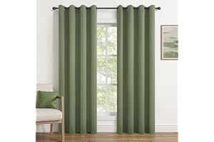 ‎TOPFINEL Topfinel Wohnzimmer Vorhänge mit Ösen, Kurze Version H160 x B140 cm(HxB), Salbeifarbe, Moderner Minimalistischer Stil, Wärmedämmung und Verdunkelung, Blickdicht und Warm,2-teiliges Set