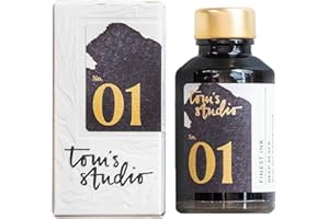 Tom's Studio Fountain Pen Ink, Deep Black Writing Ink, Glass Ink Bottle for Fountain Pens, 50ml