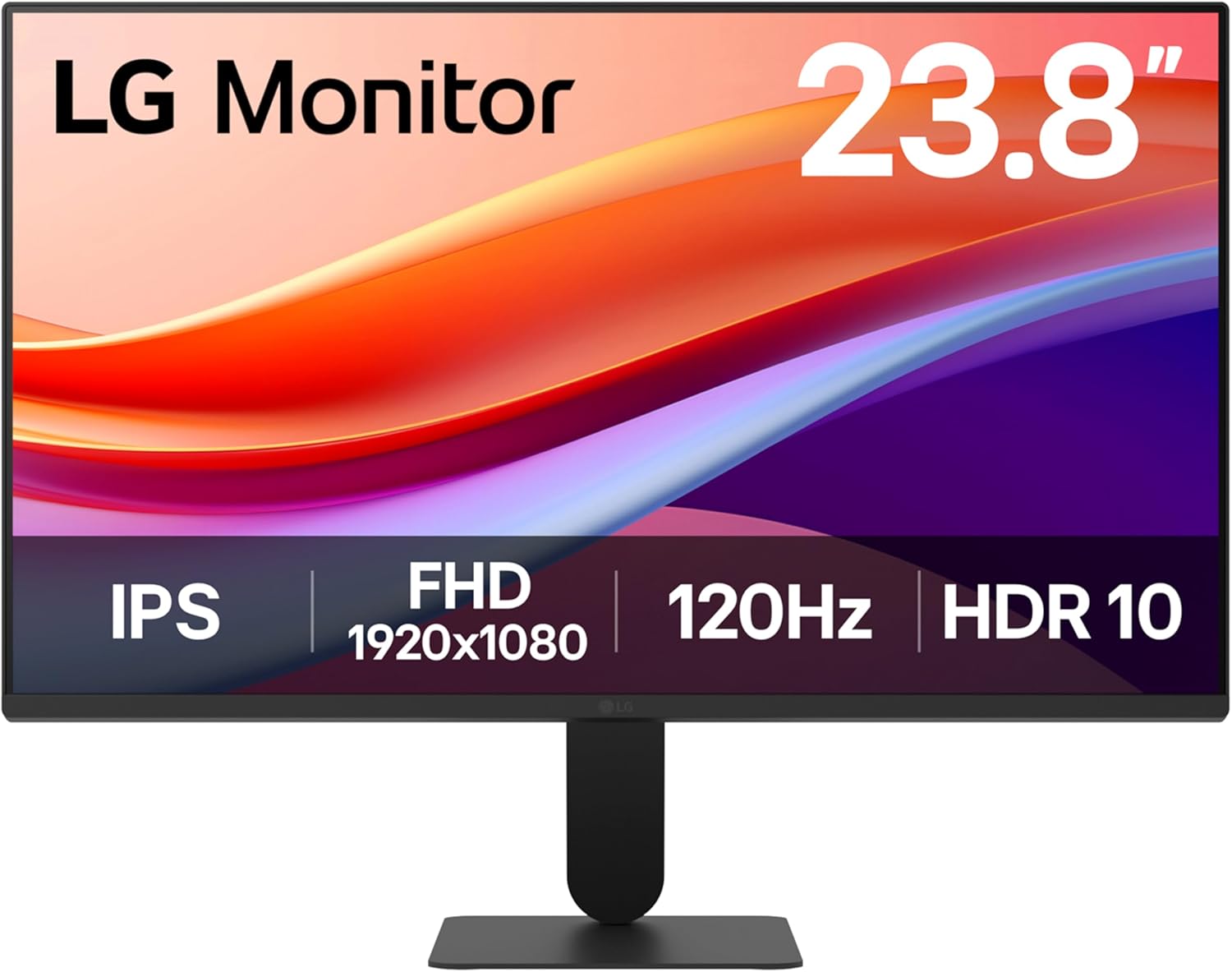 LG MONITOR 24U411A-B - FHD 1080p IPS 24 inch, 120 Hz, 5ms GtG, Computer desktop display with VRR, HDR10, Smart Energy Saving, Anti-Glare, D-Sub, HDMI, Matte Black