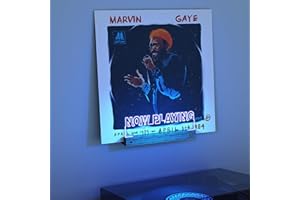 CoolGift Mart Now Playing Vinyl Plattenständer Wandhalterung, Beleuchteter Rekordhalter, Holz-Acryl-Display mit 16 Farben Lichter für Alben, Raumdekoration, Geschenk für Vinyl-Liebhaber